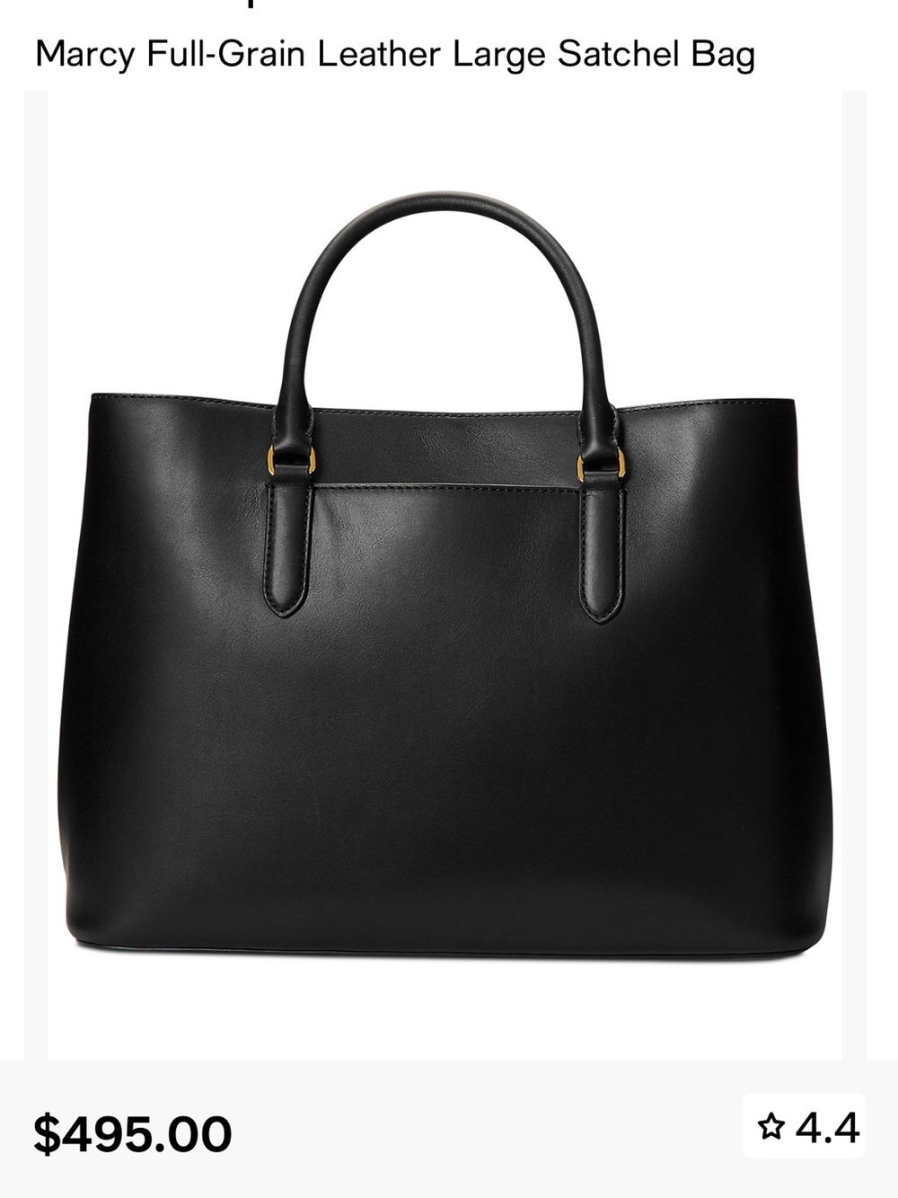 Full-Grain Leather Satchel - large Black by Lauren Ralph Lauren